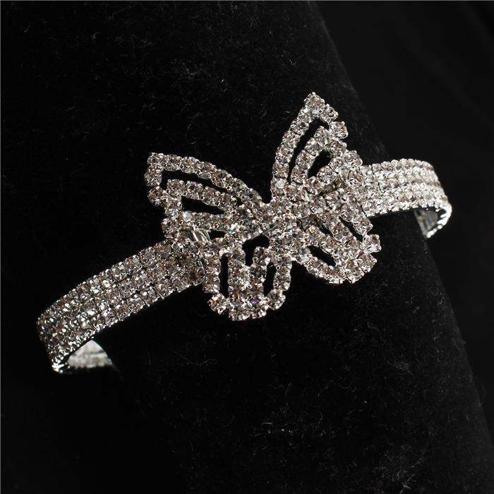 Rhinestone 3 Row  BUTTERFLY Cuff Bangle