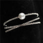 Rhinestone With Pearl 3 Row Cuff Bangle