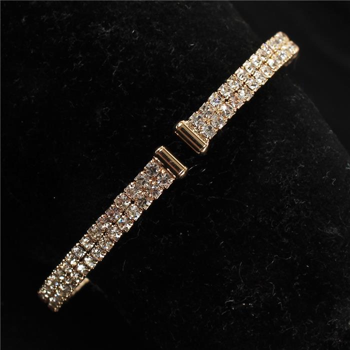 Rhinestone 2 Row Cuff Bangle