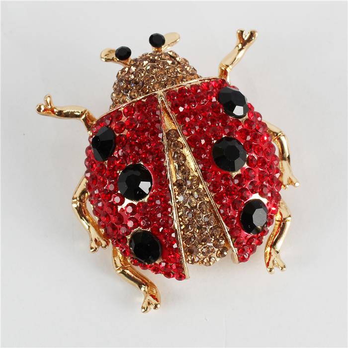 RED BUG Crystal Brooch