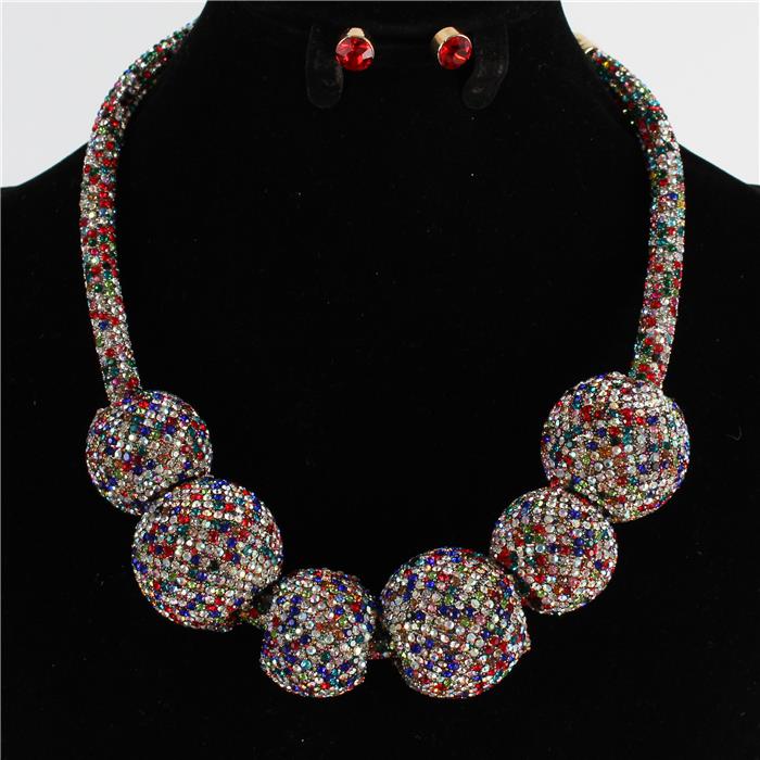 Fashion Rhinestone Ball Necklace Set