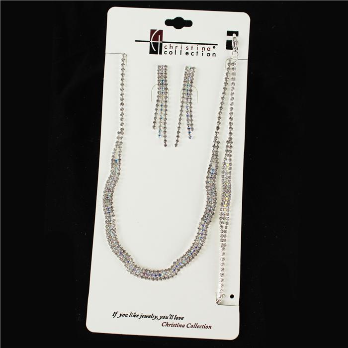 3 PC Rhinestone  Necklace Set