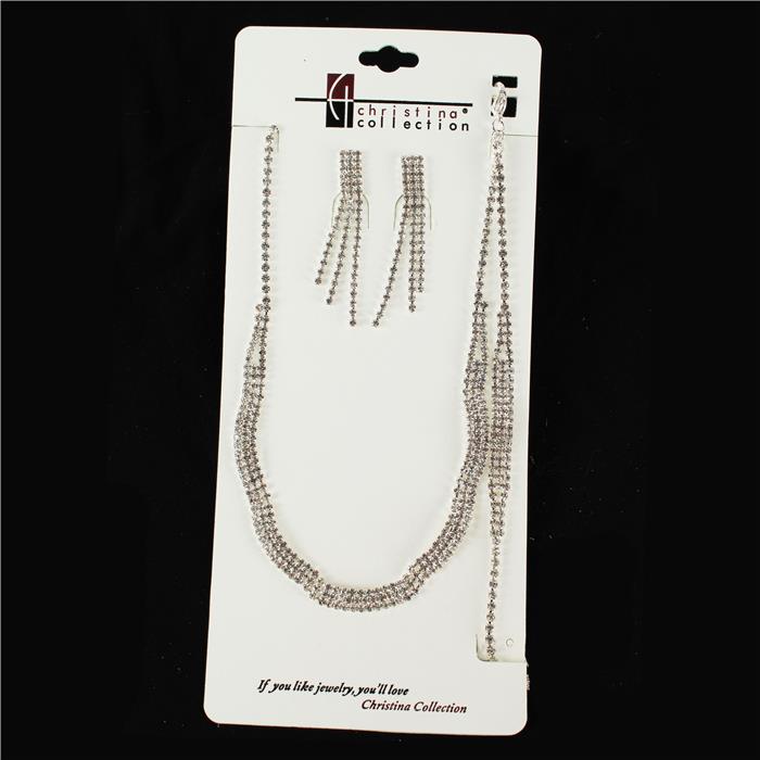 3 PC Rhinestone  Necklace Set