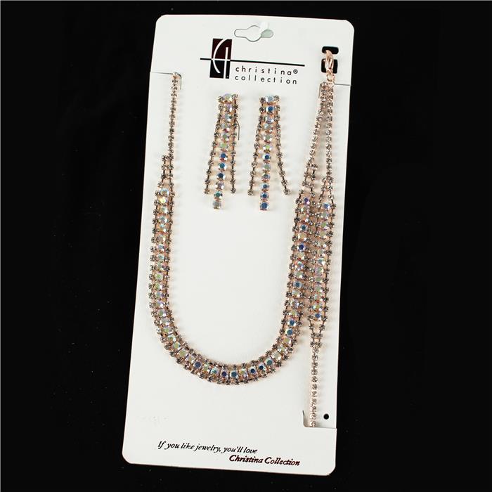 3 PC Rhinestone  Necklace Set