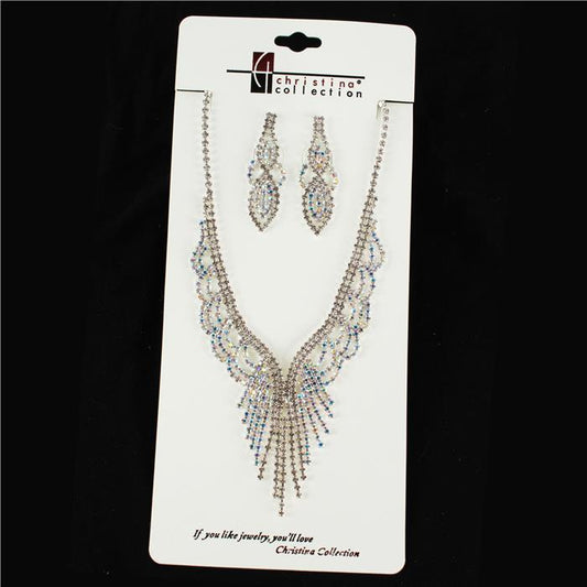 Rhinestone Fringed Necklace Set