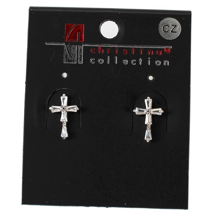 CZ Cross Stud Earring