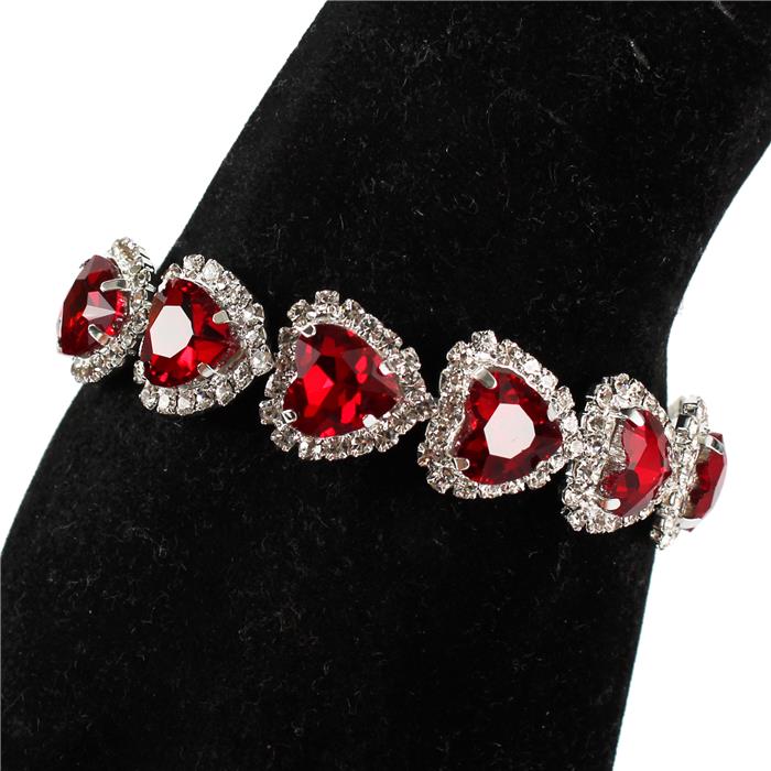 Rhinestone With Crystal Heart Cuff Bangle