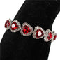 Rhinestone With Crystal Heart Cuff Bangle