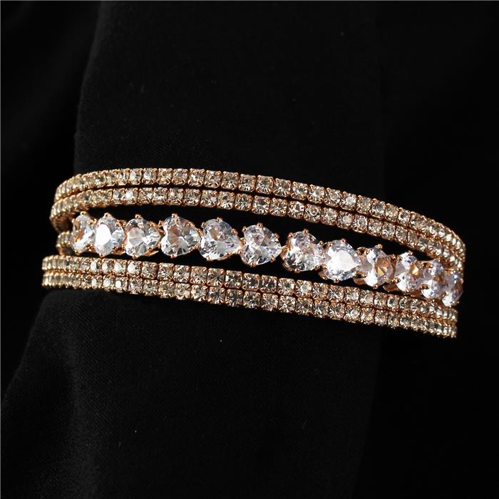 Rhinestone 5 Row Cuff Bangle