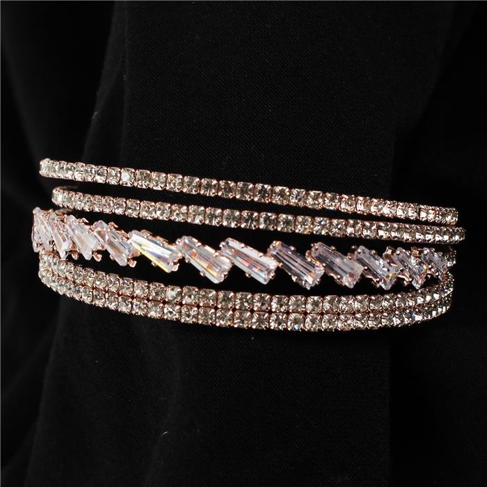 Rhinestone 5 Row Cuff Bangle