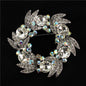 Crystal / Flower Round Brooch