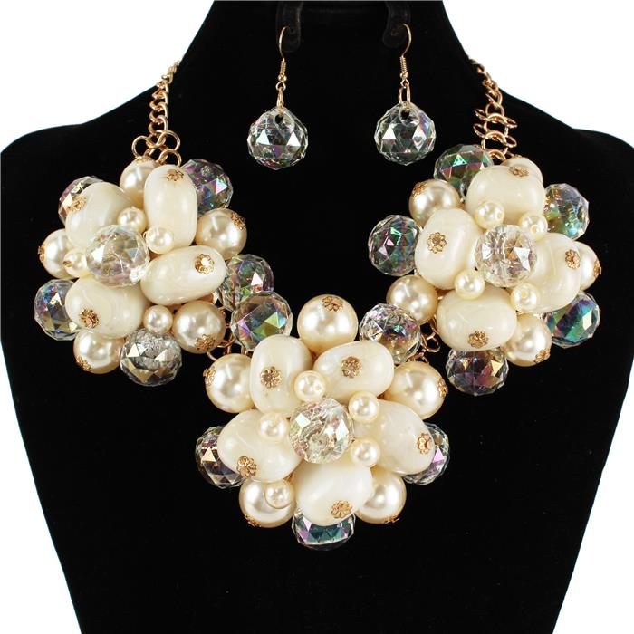 Semi Stone Chunky Necklace Set