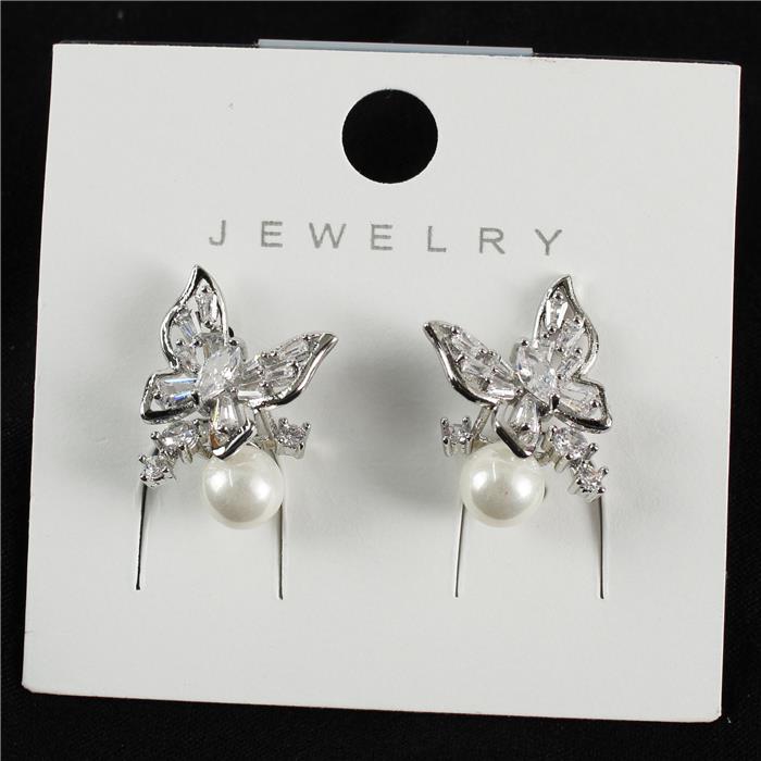 CZ Pearl Butterfly Earring