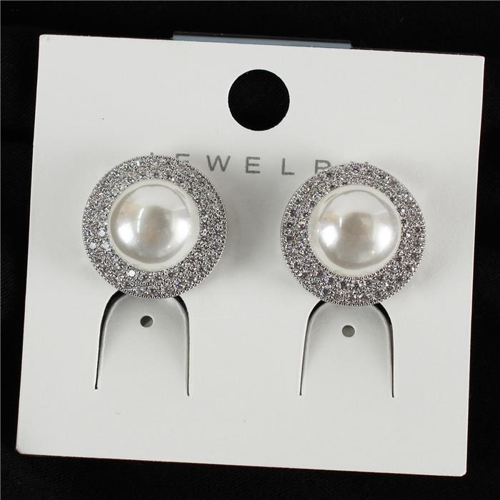 Clip On CZ Pearl Earring