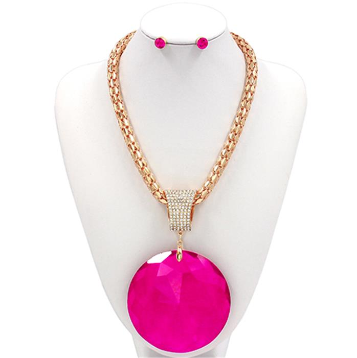 Fashion Chunky Crystal Charm Necklace Set