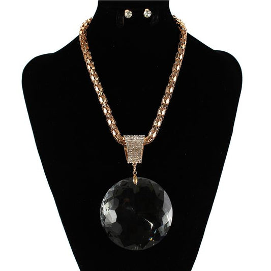 Fashion Chunky Crystal Charm Necklace Set