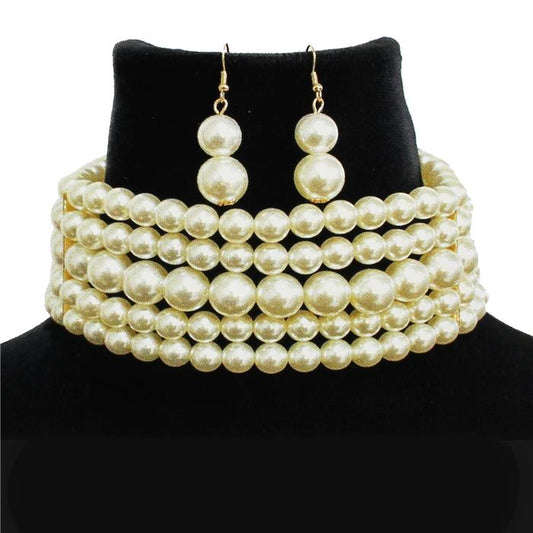 Pearl 5 Row Choker Set