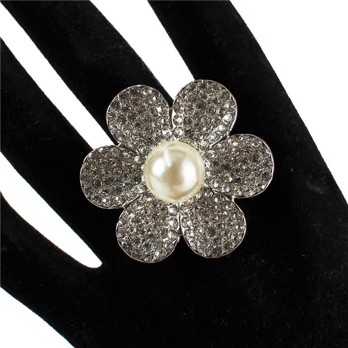 Rhinestone Flower Stretch Ring