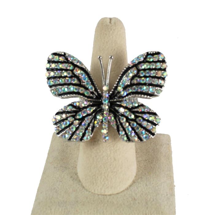 Rhinestone Butterfly Stretch Ring