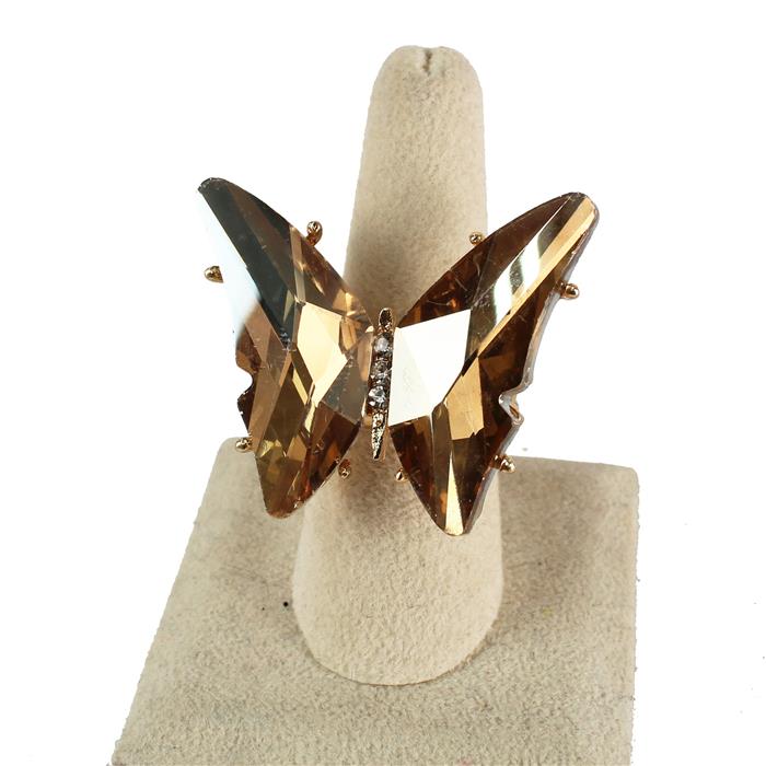 Glass Crystal Butterfly Stretch Ring