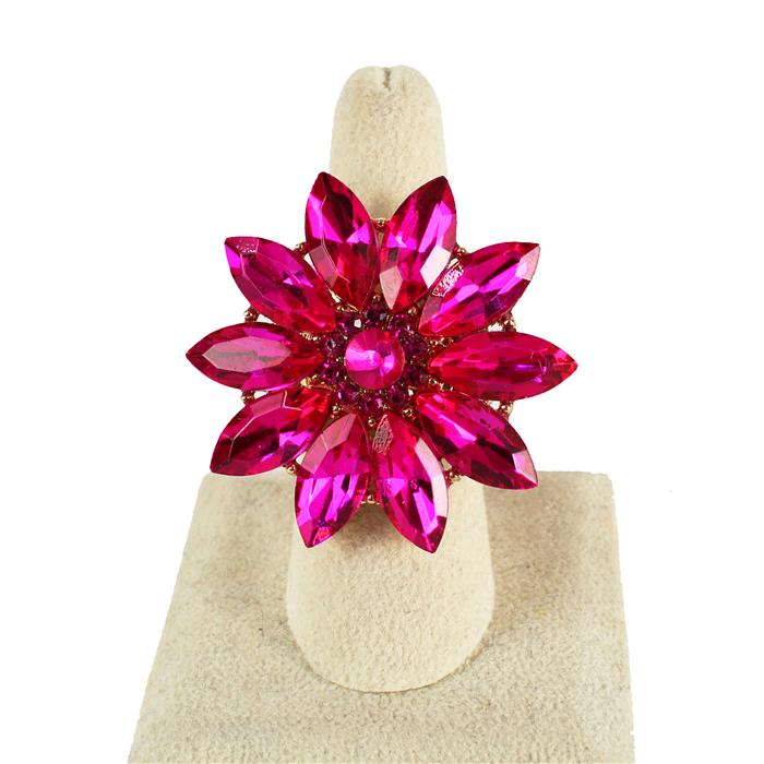 Glass Crystal Flower Stretch Ring