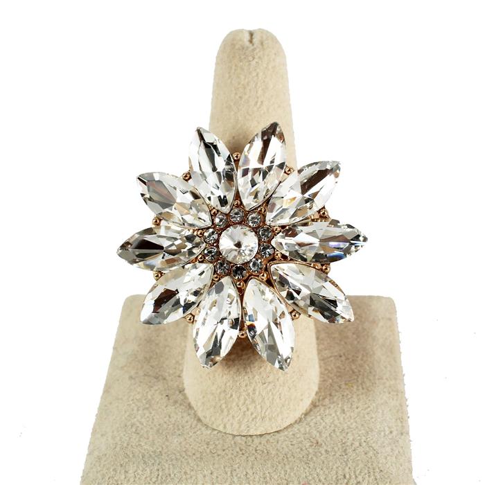 Glass Crystal Flower Stretch Ring