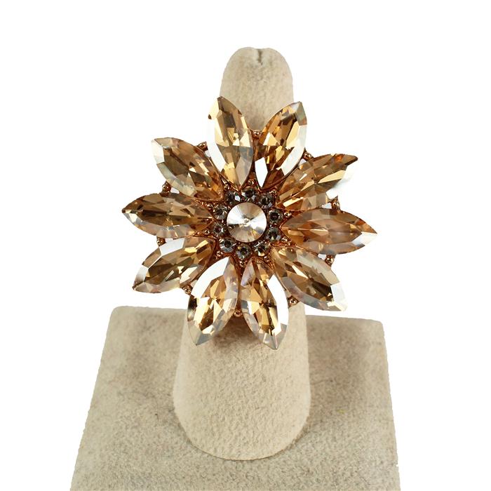 Glass Crystal Flower Stretch Ring