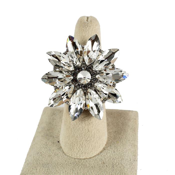 Glass Crystal Flower Stretch Ring