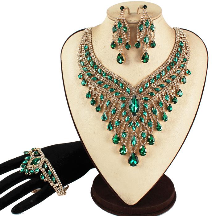 3 PC Crystal Evening Necklace Set