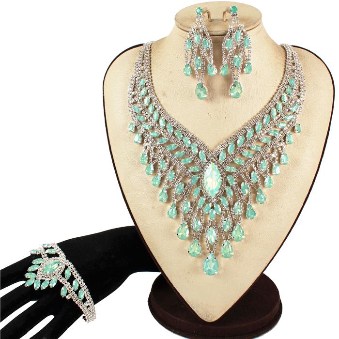 3 PC Crystal Evening Necklace Set