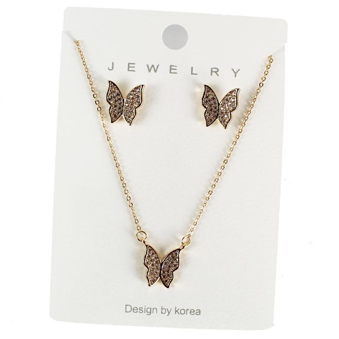 CZ Butterfly Necklace Set