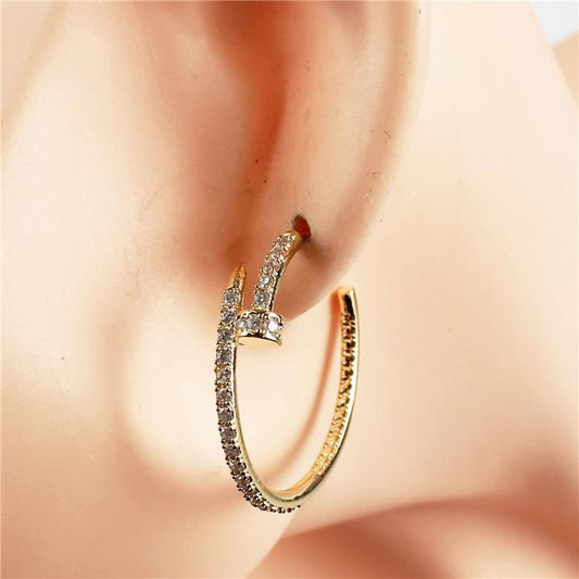 CZ Nail Hoop Earring