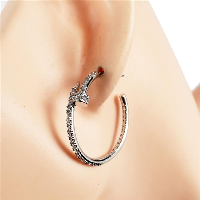 CZ Nail Hoop Earring