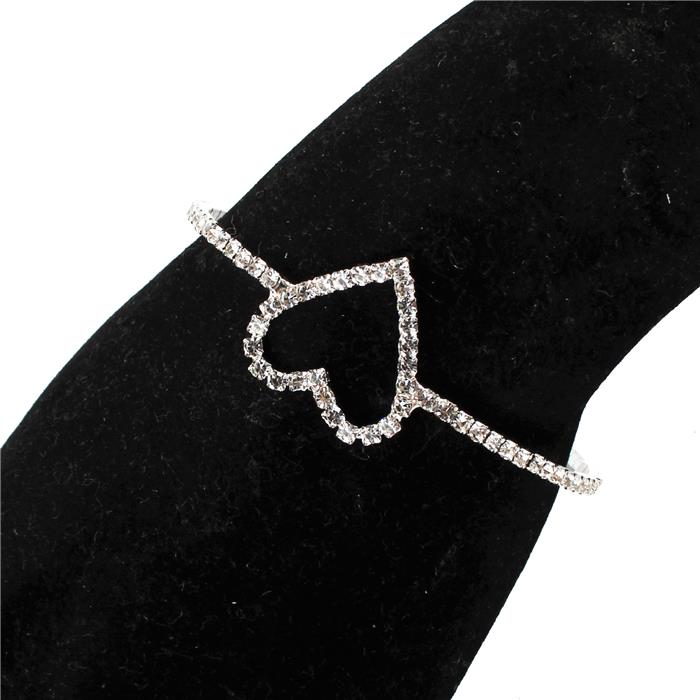 Rhinestone Cuff Heart Bangle