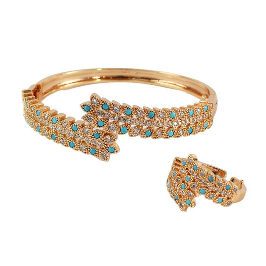 CZ Cuff Bangle with Ring