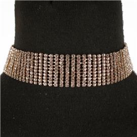 Rhinestone 10 Lines Choker Necklace