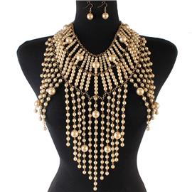 Pearls Long BibNecklace Set