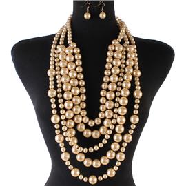 Pearls Drop Choker Necklace Set