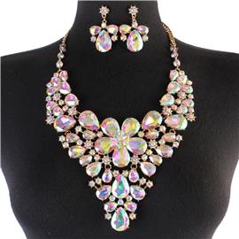 Crystal Flower Necklace Set