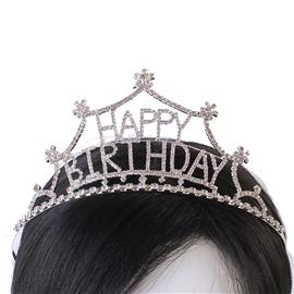 Rhinestones Crown Happy Birthday Tiara
