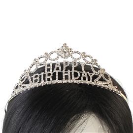 Rhinestones Round Happy Birthday Tiara