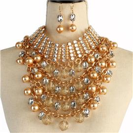 Stone With Pearl Necklace Set