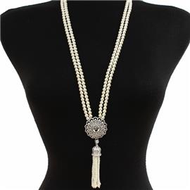 CZ Long Pearl Necklace