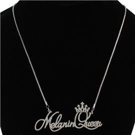 "CZ Pendant "Melanin Queen " Necklace "