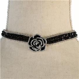 CZ Beads Flower Choker Necklace