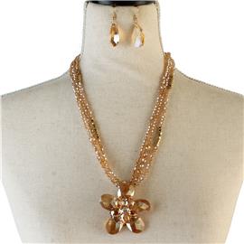 Fashion Beads Flower Necklace Set