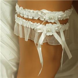 Laces Double Flower Wedding Garter