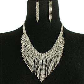 Rhinestones Fringeds Necklace Set