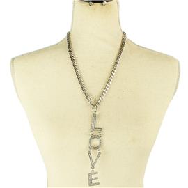 Metal Long Chain Love Necklace Set
