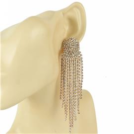 Rhinestones Oval Fringeds Clip-On Earring